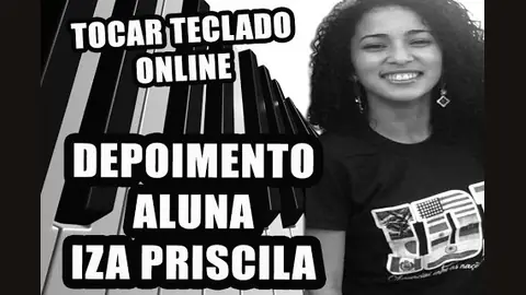 Iza Priscila sorrindo, na capa do depoimento dela